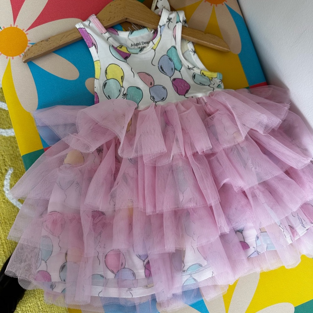 Angel Dear Pink Tulle Balloon Birthday Dress